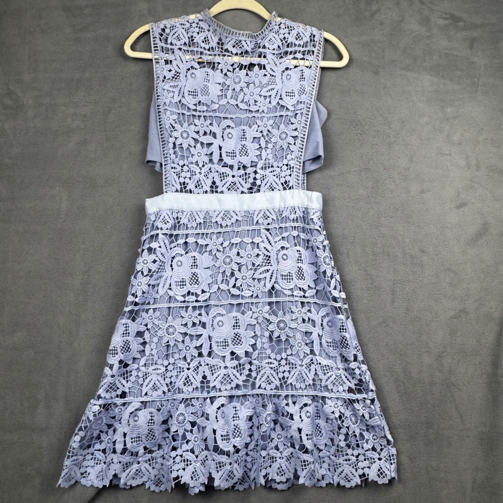 Goodnight Macaroon Periwinkle Blue Floral Guipure Lace Cut Out Mini Dress XS